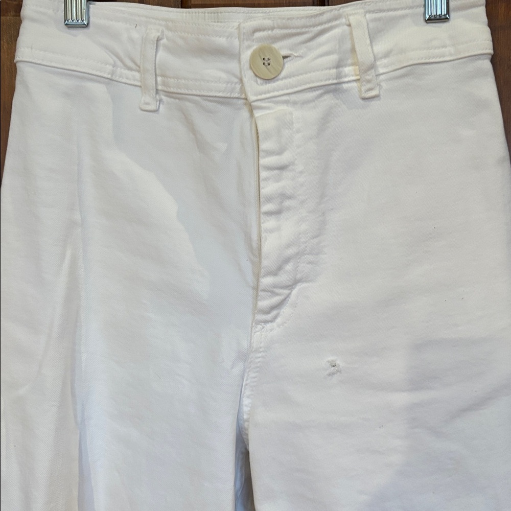 Zara White Wide-Leg Denim Pants, US Size 4, Like New - Picture 4 of 6